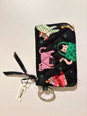 Vera Bradley Quilted Zip ID Case - Black with Colorful Cat Print